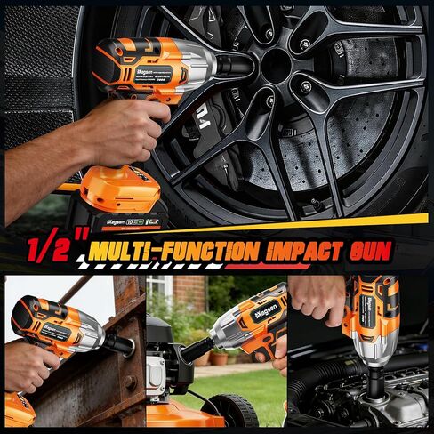 Cordless Impact Wrench 700 FT-LBS(950N.m) 1/2 Impact Gun High Torque Electric Impact Driver Cordless Impact Wrench with 21V 2x4.0Ah Battery 6 Sockets&Case for Home Car Tire Lug Nut Removal Tool in Kuwait