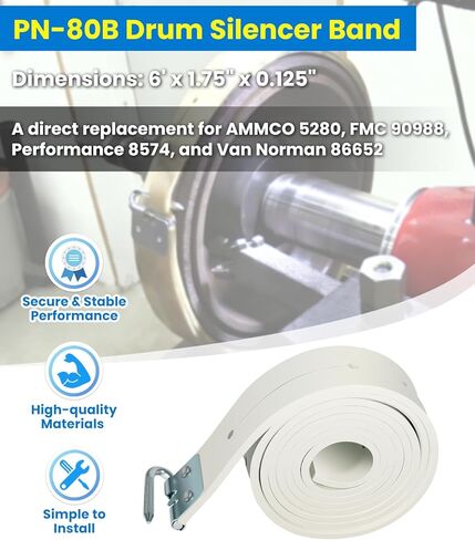 شريط كاتم صوت طبلة الفرامل PN-80B يناسب مخرطة الفرامل Ammco 5280، FMC 90988 | 6 أقدام × 1-3/4 بوصة × 1/8 بوصة حزام اهتزاز مطاطي عالي التحمل | يزيل الثرثرة والضوضاء لسيارات الركاب والشاحنات الخفيفة in Kuwait
