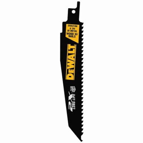 DeWalt DWA4166 2X Long Life Reciprocating Saw Blades, Wood Cutting 6 TPI, 6 In., 5-Pk. - Quantity 1 in Kuwait