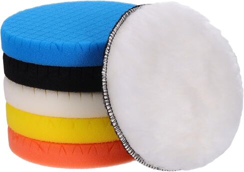 6PCS Buffing Polishing Pads, 150mm Face for 6 Inch Backing Plate Compound Buffing Sponge and Woolen Pads Cutting Polishing Pad Kit for Car Buffer Polisher, Polishing and Waxing in Saudi Arabia