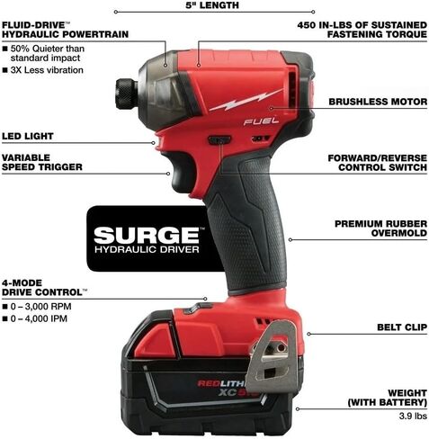 محركات تأثير الطاقة الجديدة 2760-20 لـ Milwaukee M18 FUEL SURGE 1/4 "محرك هيدروليكي سداسي - أداة عارية in Kuwait