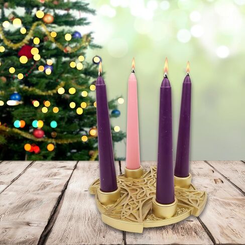 Needzo Advent Wreath, Catholic Christmas Candle Holder, Religious Centerpiece, 6.75x6.75 Inches (Black Maltese) in Saudi Arabia