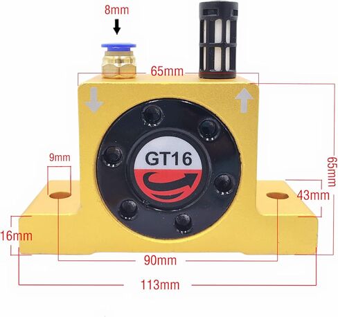GT16 G 1/4 بوصة هزاز توربيني هوائي، هزاز توربيني صناعي ذهبي صامت للقادوس، هزاز كروي هوائي مع كاتم صوت وموصل in Kuwait