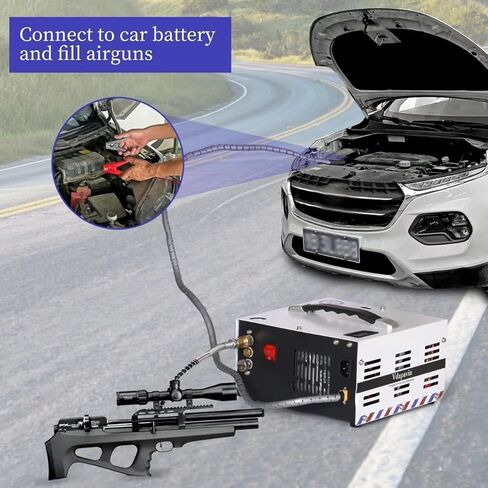 ضاغط هواء PCP، 4500 رطل لكل بوصة مربعة / 30 ميجاباسكال، طاقة مزدوجة 12 فولت تيار مستمر أو تيار متردد منزلي 120 فولت، ضاغط PCP، تضخم سريع لبنادق PCP الهوائية، كرات الطلاء، وأسطوانات الغوص، ضاغط عالي الضغط in Kuwait