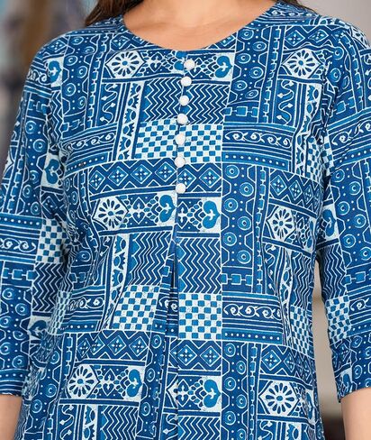 Yash Gallery Women's Cotton Geomatric Printed Short Kurti For Summer in Saudi Arabia