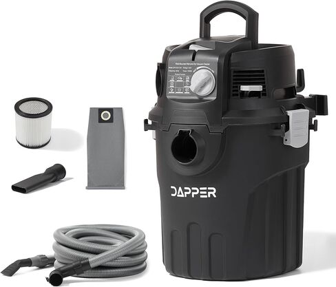مكنسة Dapper Supply 6 جالون للتركيب على الحائط رطب/جاف، 5.5 ذروة حصان، خرطوم 30 قدم، مكنسة كهربائية ومنفاخ، تتضمن ملحقات للجراج والسيارة وورشة العمل وموقع العمل in Kuwait