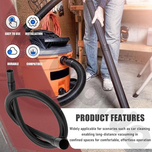 31713 طقم خرطوم مكنسة رطب/جاف بطول 7 أقدام مع محول 1-1/4 بوصة لمكانس Rid-gid WE06700 6 جالون، WD40500 4 جالون in Kuwait