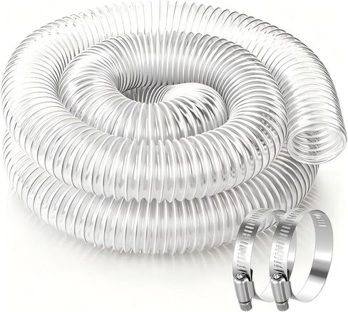 POOLTALE PVC Dust Collection Hose 4IN x 10FT, Puncture Resistant Flexible Clear Fume with Carbon Steel Wire Coil for dust collection systems, 1 Pack in Kuwait