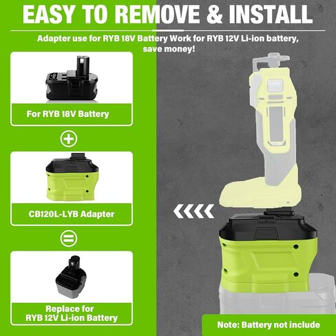 لمحول بطارية Ryobi 18 فولت إلى 12 فولت، محول بطارية ليثيوم لأدوات Ryobi 12 فولت اللاسلكية CB120L CB121L BPL-1220 130503001 130503005 in Kuwait