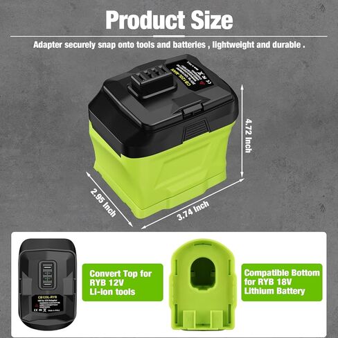 لمحول بطارية Ryobi 18 فولت إلى 12 فولت، محول بطارية ليثيوم لأدوات Ryobi 12 فولت اللاسلكية CB120L CB121L BPL-1220 130503001 130503005 in Kuwait