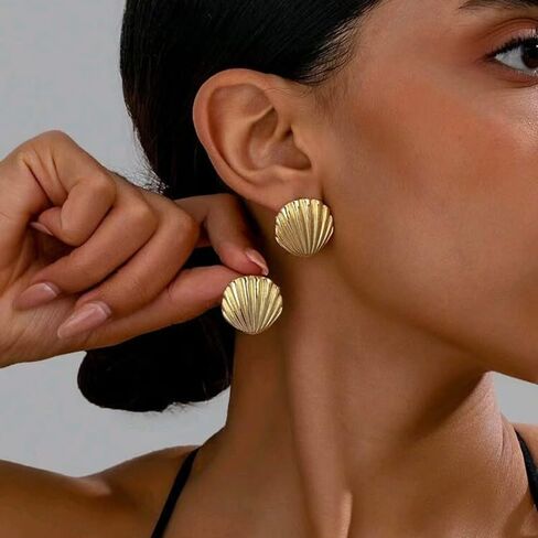 3 Pairs Beach Earrings for Women, 14K Gold Statement Earrings, Summer Ocean Jewelry Starfish Conch Seashell Stud Earring Set in Saudi Arabia