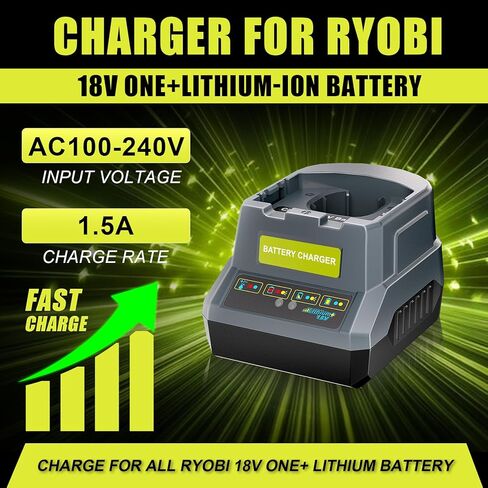 بديل TenHutt P118 لشاحن بطارية Ryobi 18V PCG002 PCG004C PCG008، متوافق مع بطاريات Ryobi ONE+ 18 فولت ليثيوم أيون PBP002 PBP003 PBP004 PBP005 PBP006 PBP007 PBP1008 PBP1012 PBP1104 in Kuwait