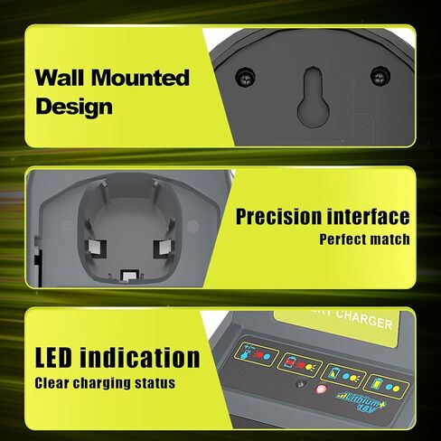 بديل TenHutt P118 لشاحن بطارية Ryobi 18V PCG002 PCG004C PCG008، متوافق مع بطاريات Ryobi ONE+ 18 فولت ليثيوم أيون PBP002 PBP003 PBP004 PBP005 PBP006 PBP007 PBP1008 PBP1012 PBP1104 in Kuwait