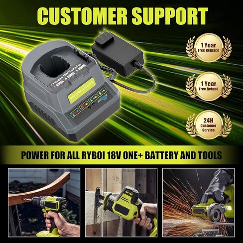 بديل TenHutt P118 لشاحن بطارية Ryobi 18V PCG002 PCG004C PCG008، متوافق مع بطاريات Ryobi ONE+ 18 فولت ليثيوم أيون PBP002 PBP003 PBP004 PBP005 PBP006 PBP007 PBP1008 PBP1012 PBP1104 in Kuwait