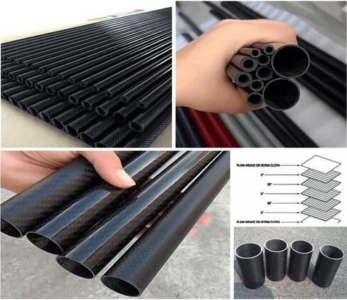 2pcs 3K Carbon Fiber Circular Tube, Thickness 1mm OD 21mm 23mm 25mm 28mm 30mm Carbon Fiber Hollow Tube for UAV Model Materials(27x25x500mm) in Saudi Arabia