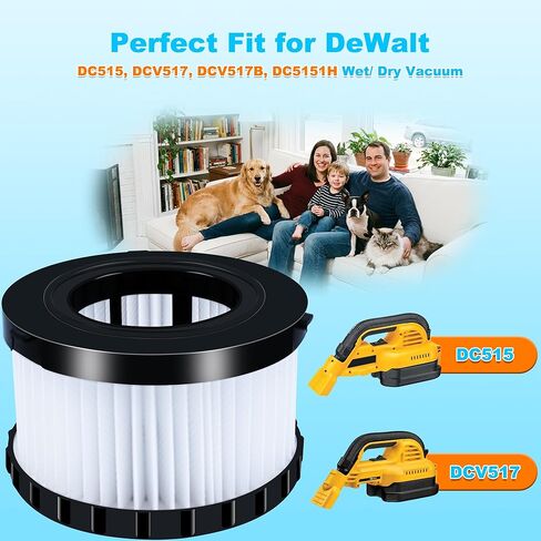 فلتر HEPA DC5151H للمكنسة الكهربائية الرطبة/الجافة DEWALT DC515 وDCV517 وDCV517B، فلتر عالي الكفاءة قابل للغسل، عبوتان in Kuwait