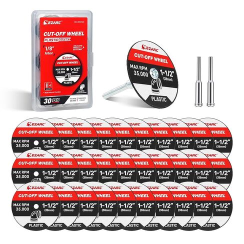 عجلات قطع بلاستيكية من EZARC 1-1/2، ملحقات قرص قطع أدوات دوارة معززة بالألياف الزجاجية مقاس 1.5 بوصة × 1/8 بوصة تتضمن 2 مغزل، 32 حزمة in Kuwait