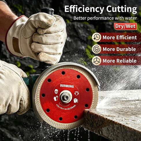 BURMONG Tile Cutting Disc - 4.5" Diamond Saw Blades for Angle Grinder Super Thin Cutting Wheel for Porcelain Ceramic, Granite, Marble, Concrete, Brick, and Stone (3) in Saudi Arabia