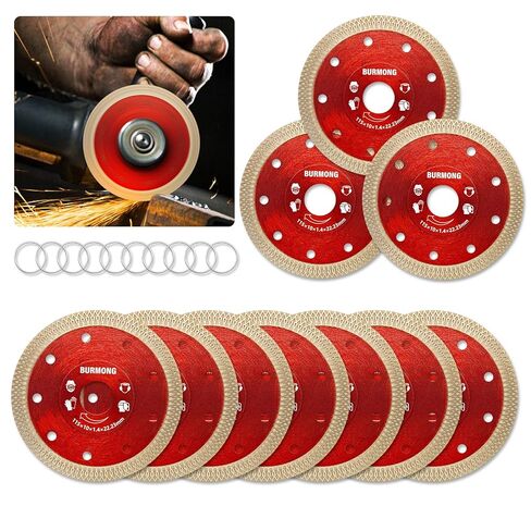 BURMONG Tile Cutting Disc - 4.5" Diamond Saw Blades for Angle Grinder Super Thin Cutting Wheel for Porcelain Ceramic, Granite, Marble, Concrete, Brick, and Stone (3) in Saudi Arabia