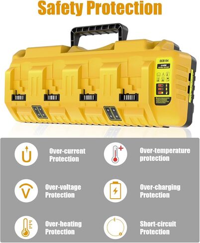 DCB104 4 منافذ استبدال شاحن سريع لمحطة شحن بطارية Dewalt 20V Max، مع منفذي USB، متوافق مع بطارية ليثيوم DeWalt 12V 20V 20V/60V DCB120 DCB204 DCB206 DCB208 DCB606 in Kuwait