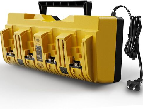 محطة شحن البطاريات المتعددة DCB104 | شاحن سريع بأربعة منافذ متوافق مع بطاريات DeWalt 12V/20V MAX و60V MAX Flex Lithium Ion Baterías (DCB120، DCB203، DCB205، DCB206، DCB609) وCargador Carga Rapida in Kuwait