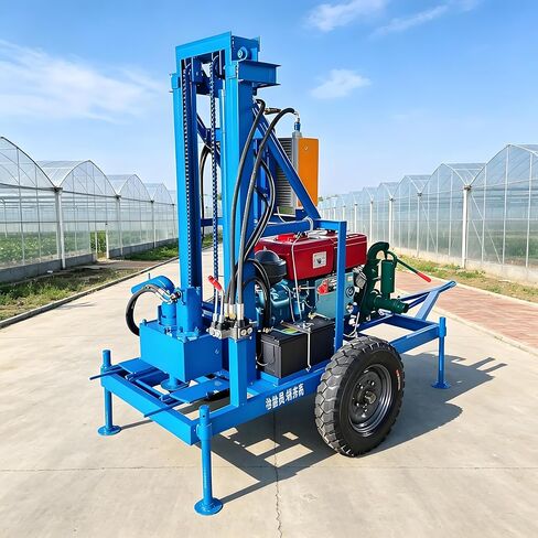 150M Hydraulic Water Well Drilling Rig Machine, Portable Well Drilling Rig, Heavy Duty Wheeled Borehole Well Drill Equipment for Home Farm Backyard, Irrigation & Water Well Drilling Projects in Kuwait