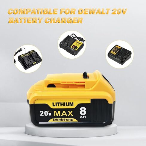 4 Packs 8000mAh Replacement for Dewalt 20V Max Battery Lithium-ion Compatible with DCB201 DCB200 DCB206 DCB207 and 20V Cordless Power Tools in Kuwait