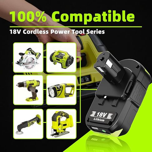 2 حزمة 3600 مللي أمبير في الساعة لمجموعة بطارية وشاحن Ryobi 18 فولت، بديل لبطارية وشاحن Ryobi 18 فولت، متوافق مع بطارية ليثيوم أيون Ryobi 18 فولت P102 P103 P104 P105 P107 P108 P109 P122 in Kuwait