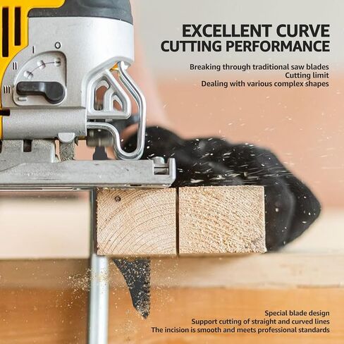 15 Pcs Jigsaw Blades for Wood, T142HB Flush Cutting Jig Saw Blade with Triple Ground Teeth, SK5 High Carbon Steel Special Shape T Shank Curved Cutting Tool for Cork Fiberboard in Kuwait