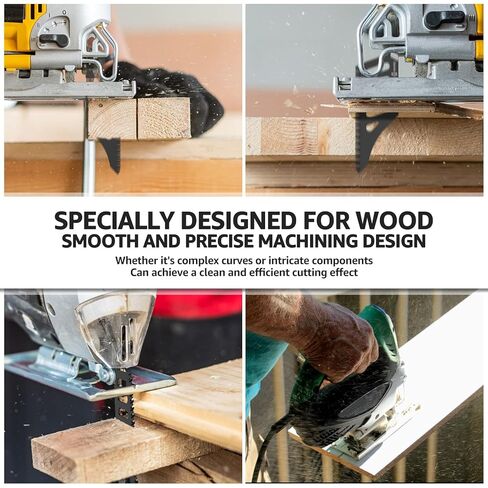 15 Pcs Jigsaw Blades for Wood, T142HB Flush Cutting Jig Saw Blade with Triple Ground Teeth, SK5 High Carbon Steel Special Shape T Shank Curved Cutting Tool for Cork Fiberboard in Kuwait