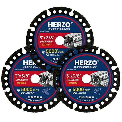 HERZO Diamond Cutting Wheel 5" x 7/8 Inch for Metal, Carbide Cut Off Wheels with 5000+ Cuts on Rebar, Steel, Iron and INOX-3 Pack in Saudi Arabia