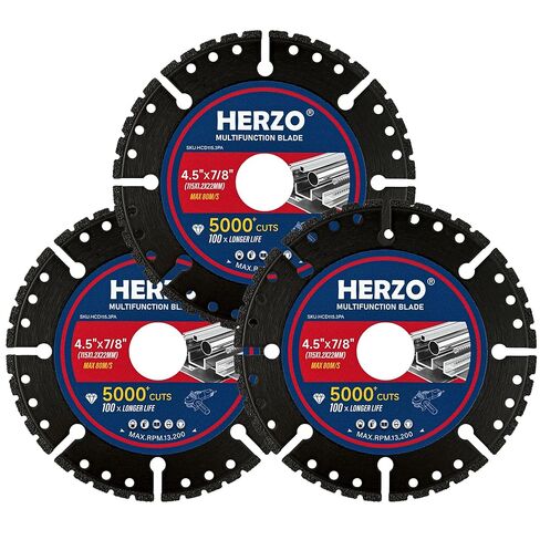 HERZO Diamond Cutting Wheel 5" x 7/8 Inch for Metal, Carbide Cut Off Wheels with 5000+ Cuts on Rebar, Steel, Iron and INOX-3 Pack in Saudi Arabia
