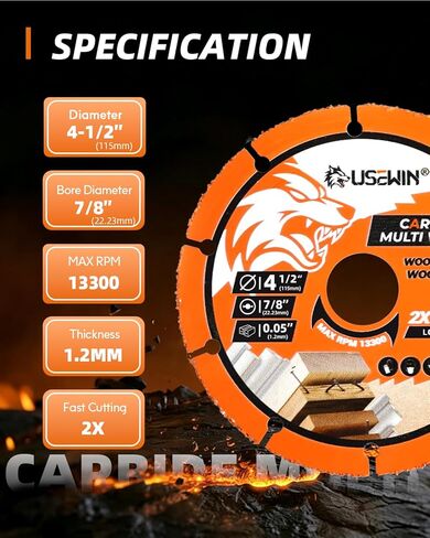 Cut Off Wheel, 4 1/2 Angle Grinder Cutting Disc, Carbide Cutting Wheels for Wood, Plastic, Fiberboard, Wood with Nails, 2 Pack in Kuwait
