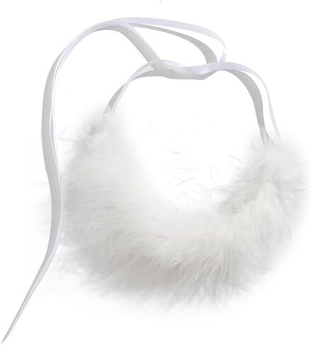 liveliwithmin Winter Feather Choker Necklace Ribbon Fluffy Collar Necklace for Women Animal Villus Short Necklace Velvet Choker Party Birthday Costume Accessories Jewelry Gift in Saudi Arabia