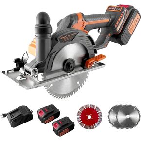 SOLUDE 6-Inch 21V Brushless Cordless Circular Saw with 2 x 4.0Ah Lithium Batteries – Electric Cutting Circular Saw with 3 Saw Blades for Wood, Metal, Tile, Drywall, Plastic Cutting in Saudi Arabia