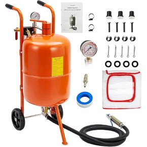 10 gal Sand Blaster with Wheels, 125 PSI Portable Sand Blaster with 4 Ceramic Nozzles, Oil-Water Separator & Pressure Gauge, for Rust Removal in Kuwait