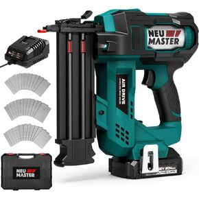 NEU MASTER Nail Gun Battery Powered, Cordless Nail Gun-18GA 2 Inch Nail with Depth Adjustment/1800pcs Nails, Multi-Usage Brad Nailer for Trim, Molding, Woodwork, DIY -20V Battery&Charger (Renewed) in Kuwait