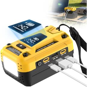 شاحن USB بقدرة 140 وات متوافق مع بطارية DeWalt 20V، وشحن سريع للإدخال والإخراج من النوع C، ومحول بطارية محمول بقدرة 18 وات USB-A، مع ضوء عمل LED 700LM in Kuwait