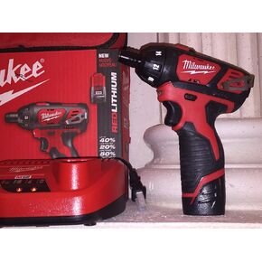 MILWAUKEE ELECTRIC TOOL 2401-22 M12 Cordless 12V Lithium-Ion Screwdriver with Two Batteries, Charger and Case, 1" x 1" x 1" in Kuwait
