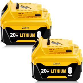 DCB206 8.0Ah بديلة لبطارية Dewalt 20V DCB206-2 DCB203 DCB201 DCB204 متوافقة مع أدوات الطاقة Dewalt 20 Volt DCD985B مع مؤشر LED (8.0Amps-2PC) in Kuwait