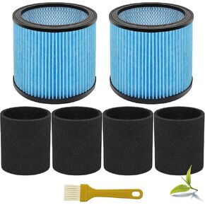 90340 Ash Filters Compatible with Shop Vac 4-16 Gallon/Vacmaster 5-20 Gallon Wet Dry Vacuums, Replaces 90304, 90350, 90333, 9030400 with 4* Foam Sleeve-2 Pack in Kuwait