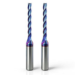 لقمة توجيه CNC بقطر قطع 1/8 بوصة، ساق 1/4 بوصة، 3 لقمة توجيه حلزونية علوية، مطحنة نهاية من الكربيد الصلب مع طلاء أزرق نانو لنقش نحت الخشب PVC (عبوتان) in Kuwait