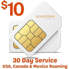 SpeedTalk Mobile بطاقة SIM محملة مسبقًا بـ 5 دولارات لأجهزة 5G 4G LTE GPS لأجهزة تتبع نشاط السيارات والحيوانات الأليفة والأطفال الكبار | خدمة لاسلكية لمدة 30 يومًا في الولايات المتحدة مع خدمة التجوال في كندا والمكسيك in Kuwait