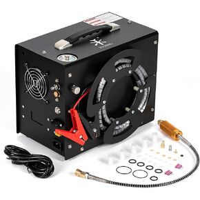 ضاغط هواء TUXING PCP، تصميم بكرة ملفوفة محمولة، ضاغط PCP Airgun مع محول طاقة مدمج، إيقاف تلقائي | تيار مستمر 12 فولت/ تيار متردد 120 فولت | مضخة ضاغط خالية من الزيت والماء in Kuwait