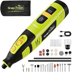 مجموعة أدوات دوارة لاسلكية SnapFresh 12V، أداة دوارة صغيرة 28 سرعة 32000 دورة في الدقيقة مع شاشة رقمية، 111 ملحقًا، بطارية 2.5 أمبير في الساعة شحن USB-C، أداة تعمل بالبطارية خفيفة الوزن للأعمال اليدوية وأظافر الحيوانات الأليفة in Kuwait