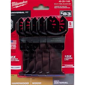 مجموعة شفرات MILWAUKEE Open-LOK Universal Fit المتأرجحة متعددة الأدوات، 5 قطع، ثنائية المعدن مشحونة بالتيتانيوم، أسنان يابانية، للخشب والخشب الصلب والجدران الجافة والبلاستيك in Kuwait