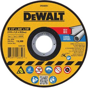 DEWALT 4-1/2 In x .045 in Aluminum Oxide Bonded Abrasive Cut Off Blade with 7/8 in Arbor, 15 Pack General Purpose Cutting Wheels (DWA8051B15) in Kuwait