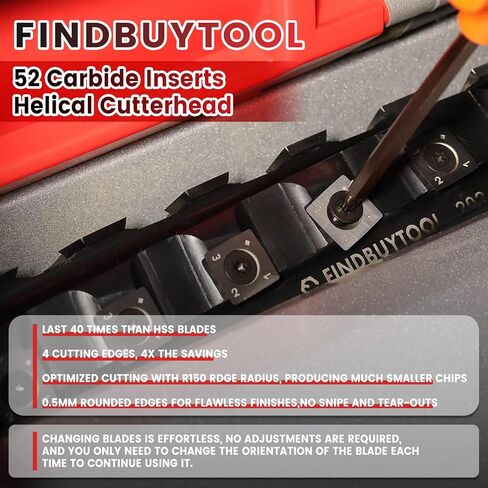 FINDBUYTOOL رأس قاطع حلزوني لماكيتا 2012NB مقاس 12 بوصة مع 52 إدراج كربيد، ضوضاء منخفضة، لمسة نهائية فائقة، استبدال سهل ومتين in Kuwait