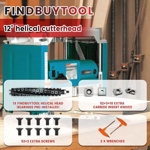 FINDBUYTOOL رأس قاطع حلزوني لماكيتا 2012NB مقاس 12 بوصة مع 52 إدراج كربيد، ضوضاء منخفضة، لمسة نهائية فائقة، استبدال سهل ومتين in Kuwait