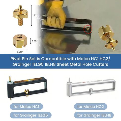 2 Pack HC1B Pivot Pin Set Replacement for Malco HC1 HC2 / for Grainger 1ELG5 1ELH8 Sheet Metal Hole Cutters, Heavy-Duty Pivot Pin Tool for Malco Adjustable Hole Cutter in Kuwait